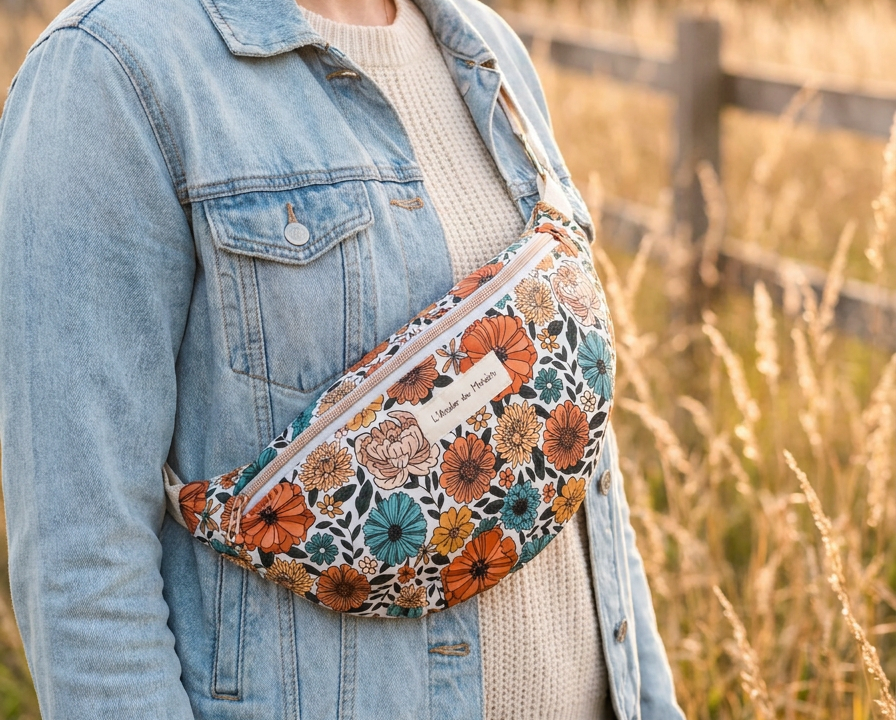 Sac Banane XL "Liberté" – Motif Floral Automnal – Image 2