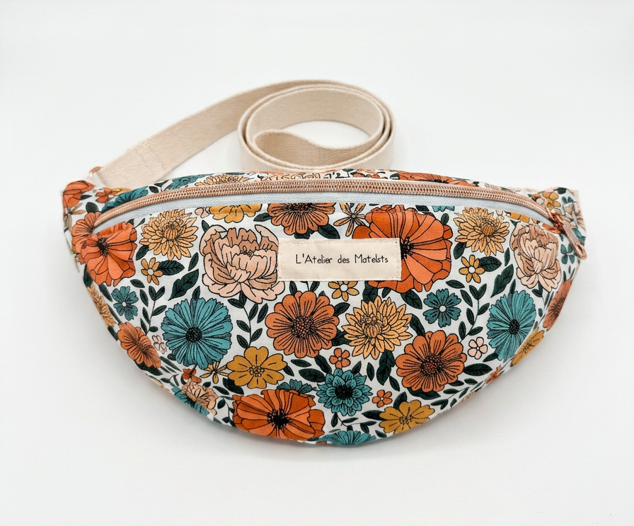 Sac Banane XL "Liberté" – Motif Floral Automnal